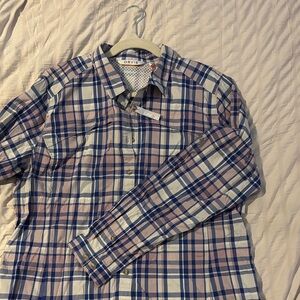 Orvis Women’s Casual Plaid Shirt in Blue and Pink. Perfect for Fly Fishing